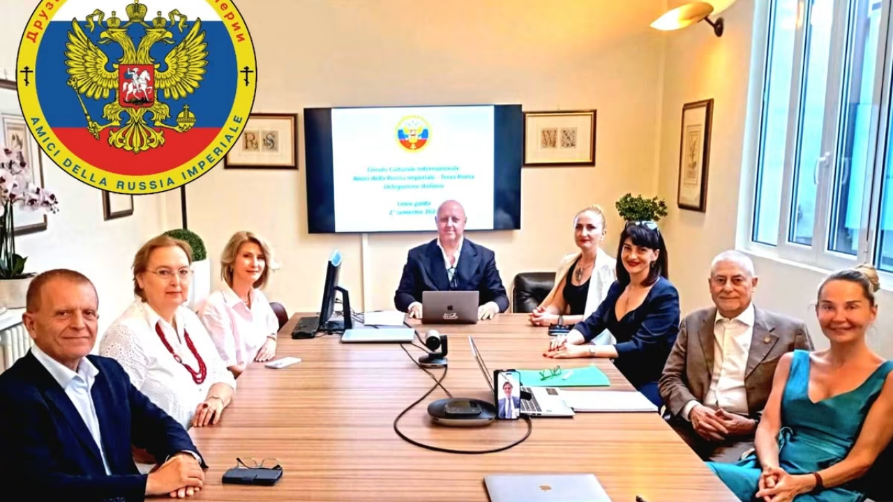 Fondatori e dirigenti del Circolo Culturale Internazionale Amici della Russia Imperiale – Terza Roma durante la riunione costitutiva a Milano